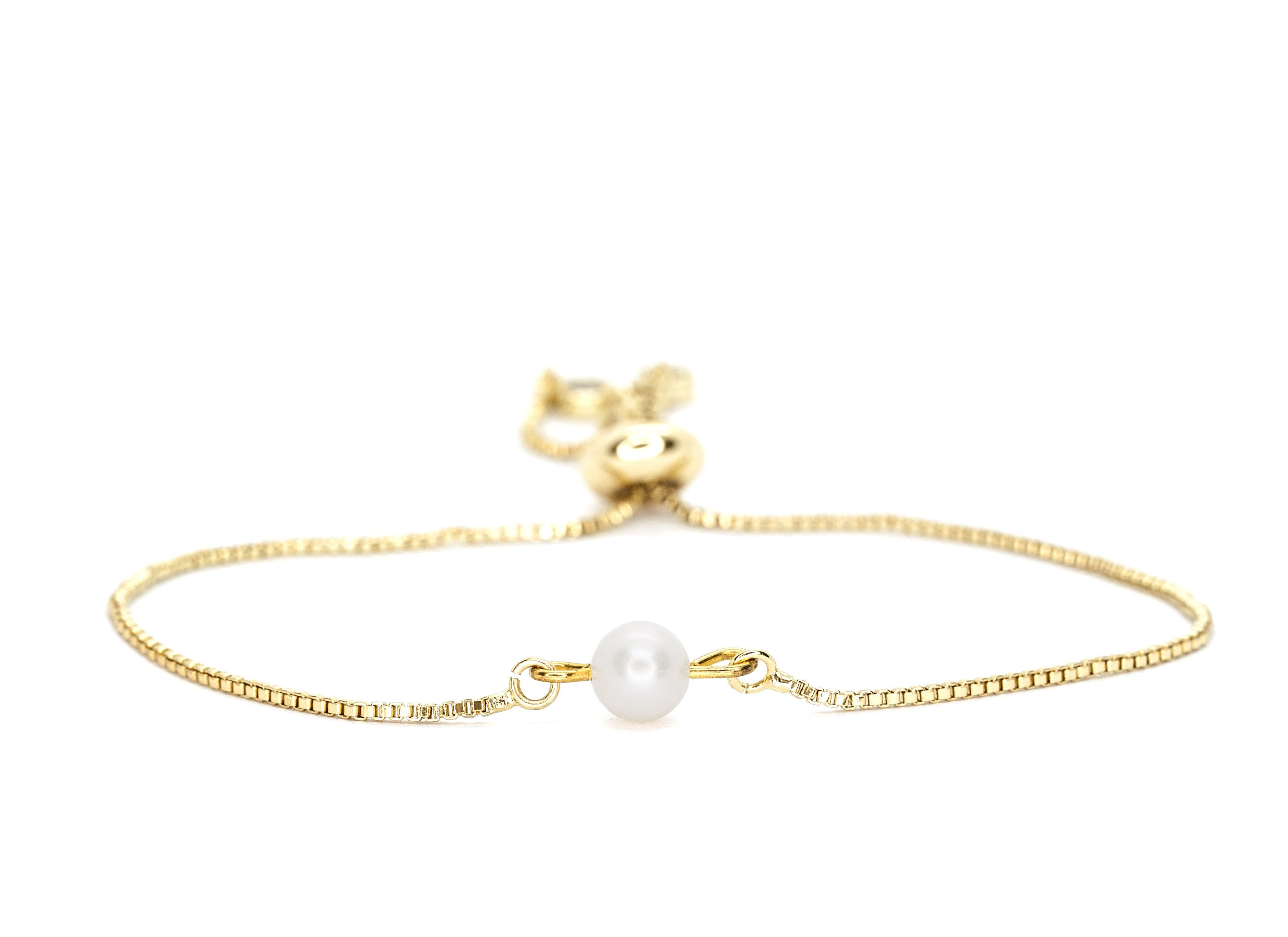 Salty Cali Freshwater Pearl Bolo~Salty Shells Gold Bracelet