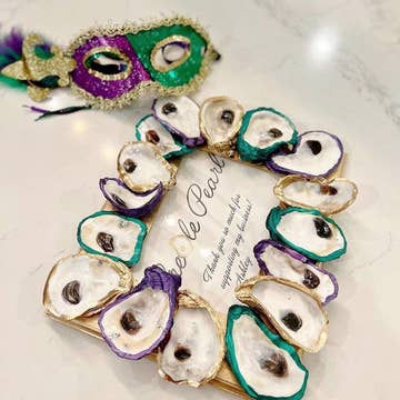 Mardi Gras Purple, Green & Gold Oyster Shell Frame (5x7)