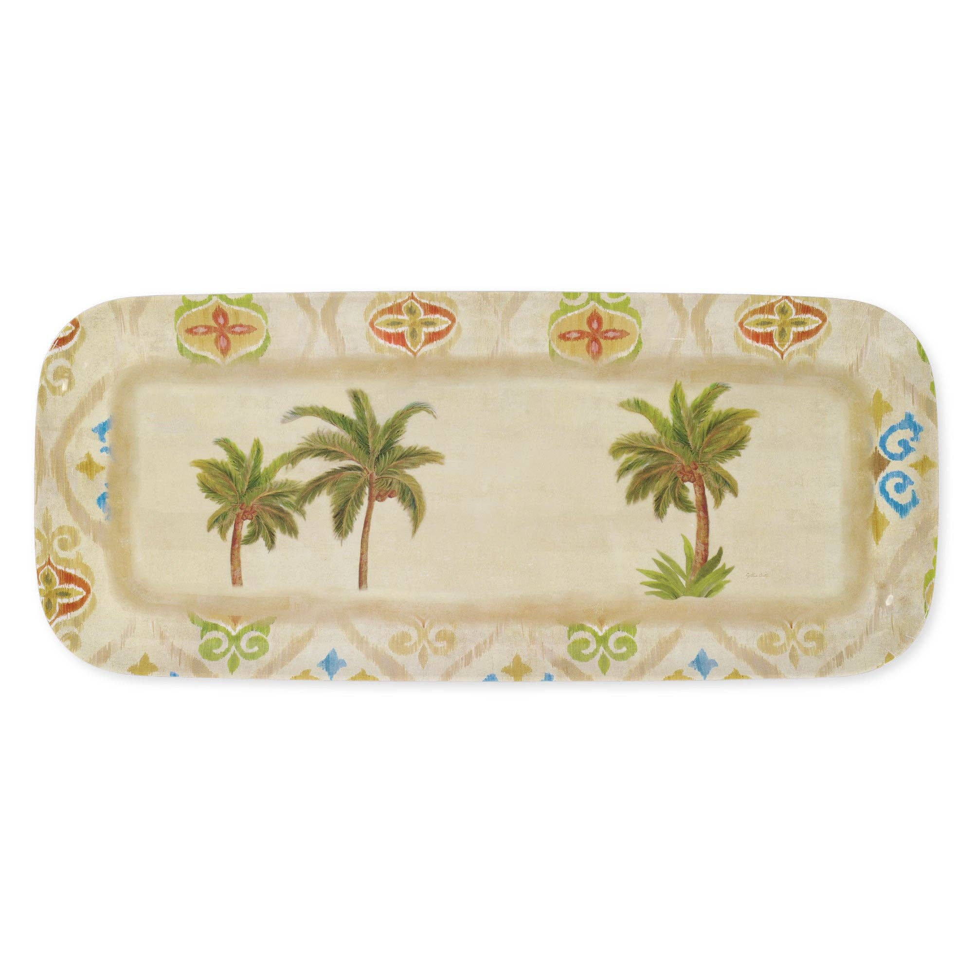 Ikat Palm 15" Melamine Rectangle Tray