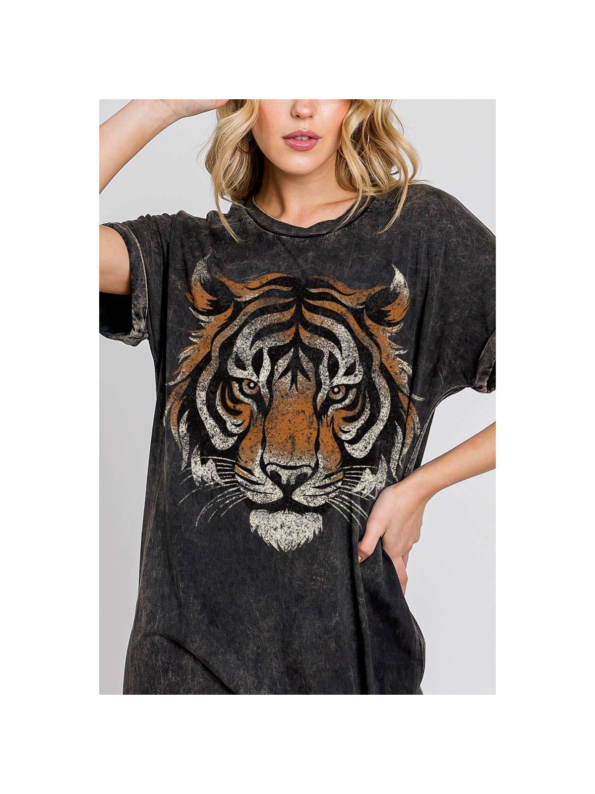 Tiger Big Head Graphic Mineral Dress