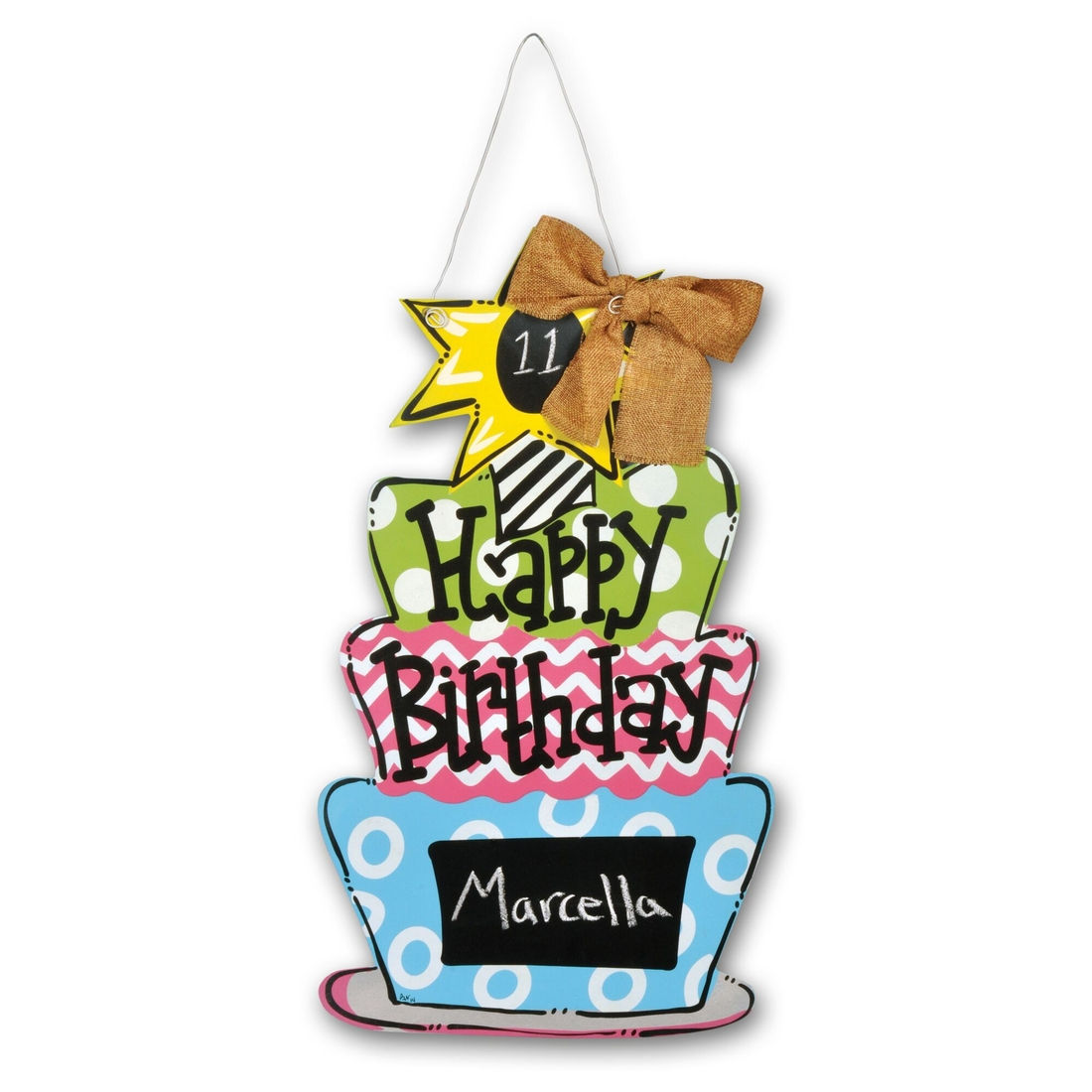 Happy Birthday Cake Chalk Board Door Hanger