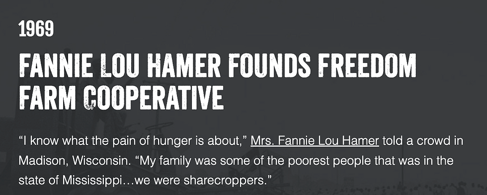 Fannie Lou Hamer Founds Freedom Farm Cooperative