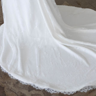 Fitted Crepe Bridal Skirt with Chantilly Lace Overlay and Zipper Closure