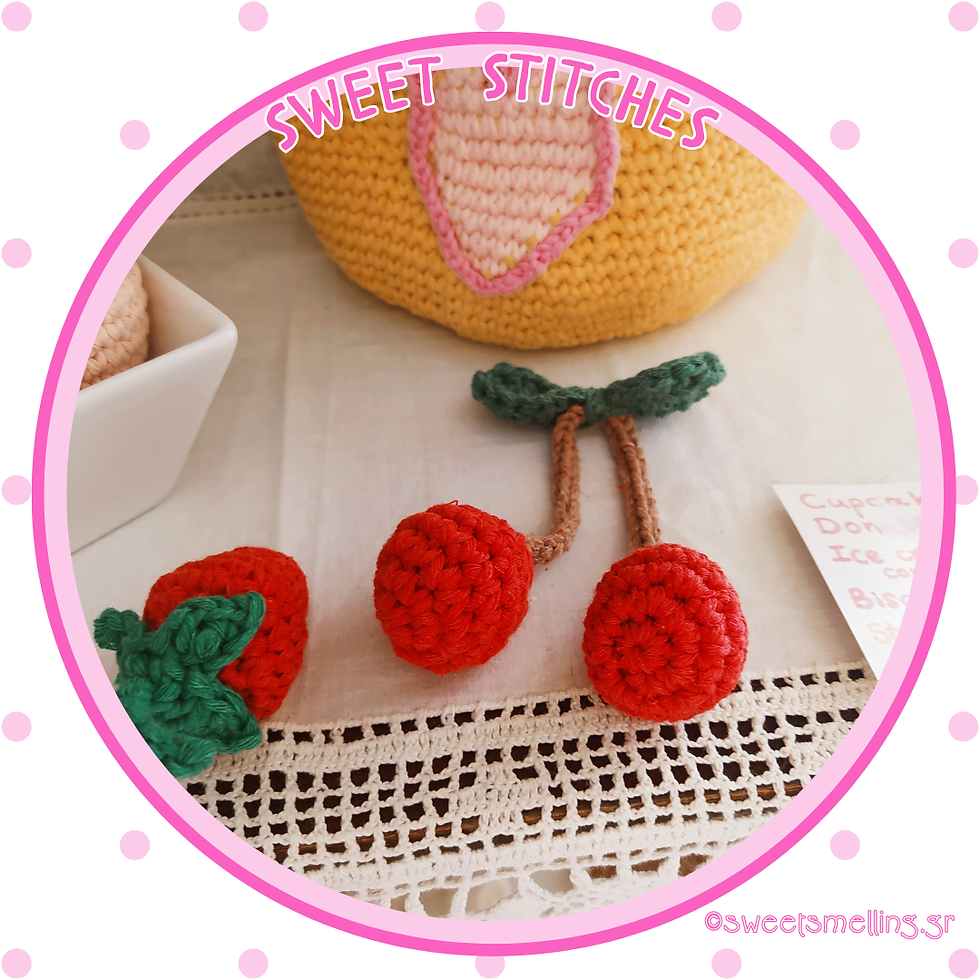 Thumbnail: Berry Bliss * Play Food * Handmade Crochet Strawberries and Cherries by sweetsmelling.gr