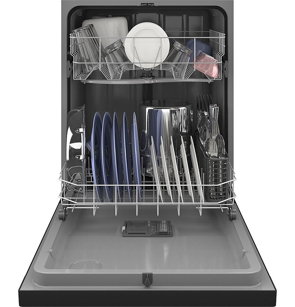 Thumbnail: GE Front Control Built-In Dishwasher with 59 dBA in Black GDF510PGRBB