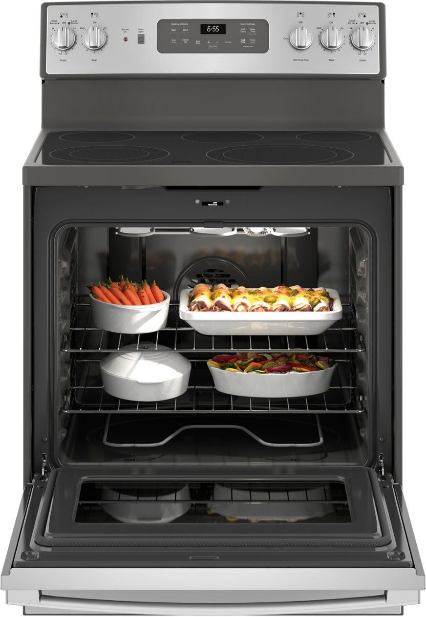 Thumbnail: GE 5.3 cu. ft. Electric Range with Convection & Air Fry in Stainless JB655SKSS