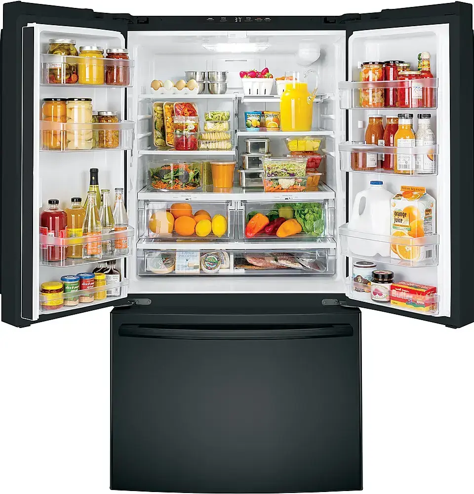 Thumbnail: GE 27 cu. ft. French Door Refrigerator with Internal Dispenser GNE27JGMBB