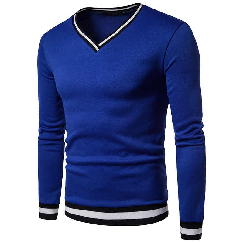 Miniatura: Wholesale In-Stock Spring Mens High Quality Long Sleeve Stitching V-Neck Sweater