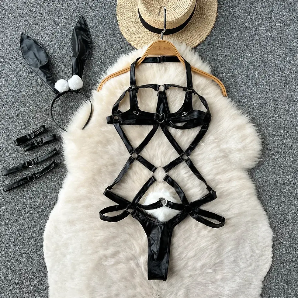 Miniatura: Bodies de Veludo Feminino Estampa de Uma Peça Vintage Sexy Lingerie Confortável.