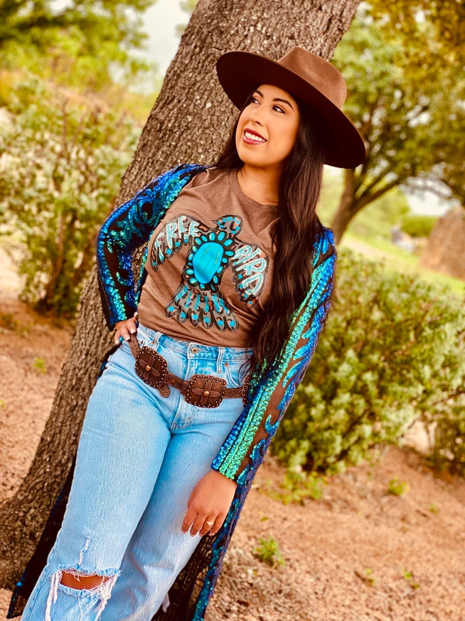 Turquoise Free Bird Tee