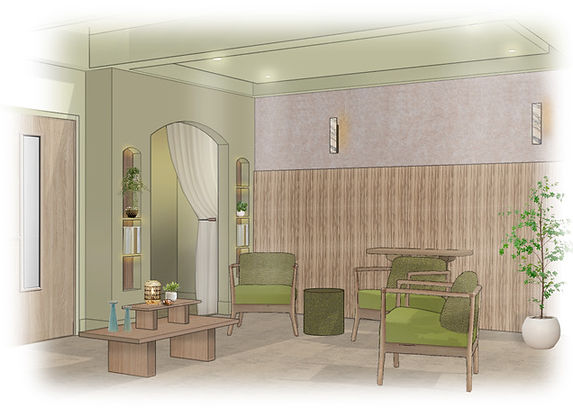 Patient bedroom interior at Hospice in the Weald, designed by Elaine Lewis, combining comfort, dignity, and a calming environment