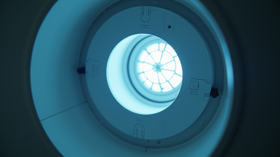 Close-up view of UVC light inside an air purifier chamber