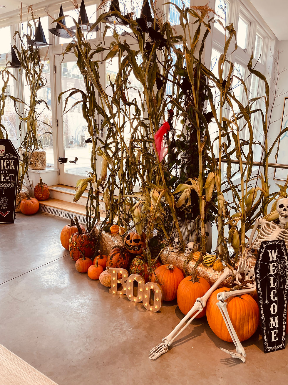 Halloween Corn Stalk Hay Bale Decor