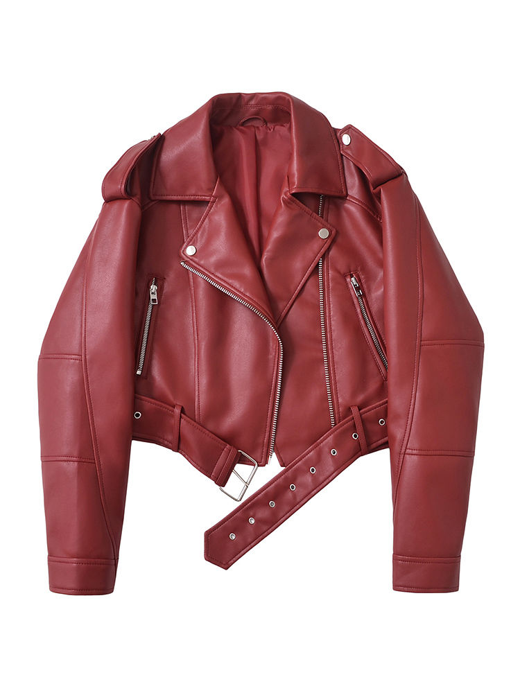 Thumbnail: Women's Slim Fit Faux Leather Jacket - Premium Classic Edition