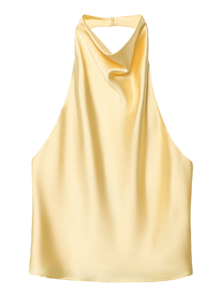 Thumbnail: Top Women Halter Satin Women Tops Backless Corset Top Vest Yellow Pink Blac