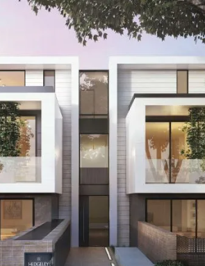 Exterior rendering of Hedgeley House Apartments in Glen Iris