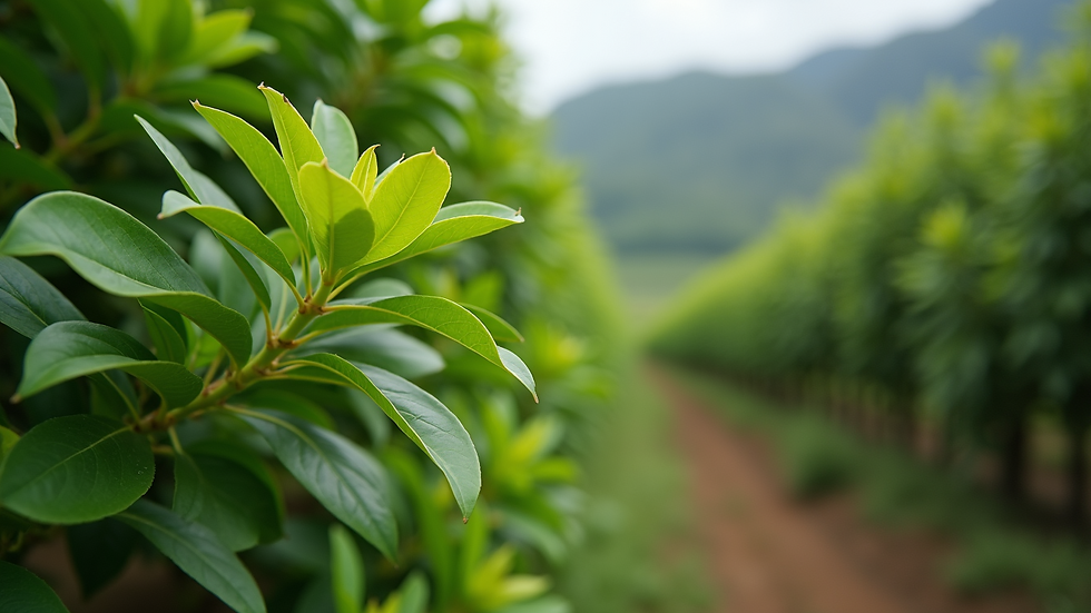 Eye-level view of a lush yerba maté plantation