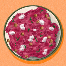 Beetroot risotto illustration with feta