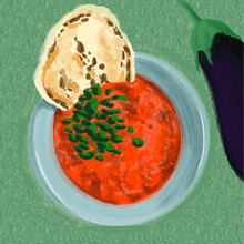 red curry dahl with naan illustration
