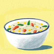 soup with bell pepper and corn