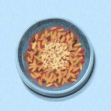 orzo with tomatoe sauce illustration