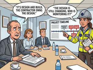 CDM inspector showing that design changes continue after contract award on a Design and Build project