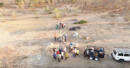 Aerial view of the drill site at Bonki