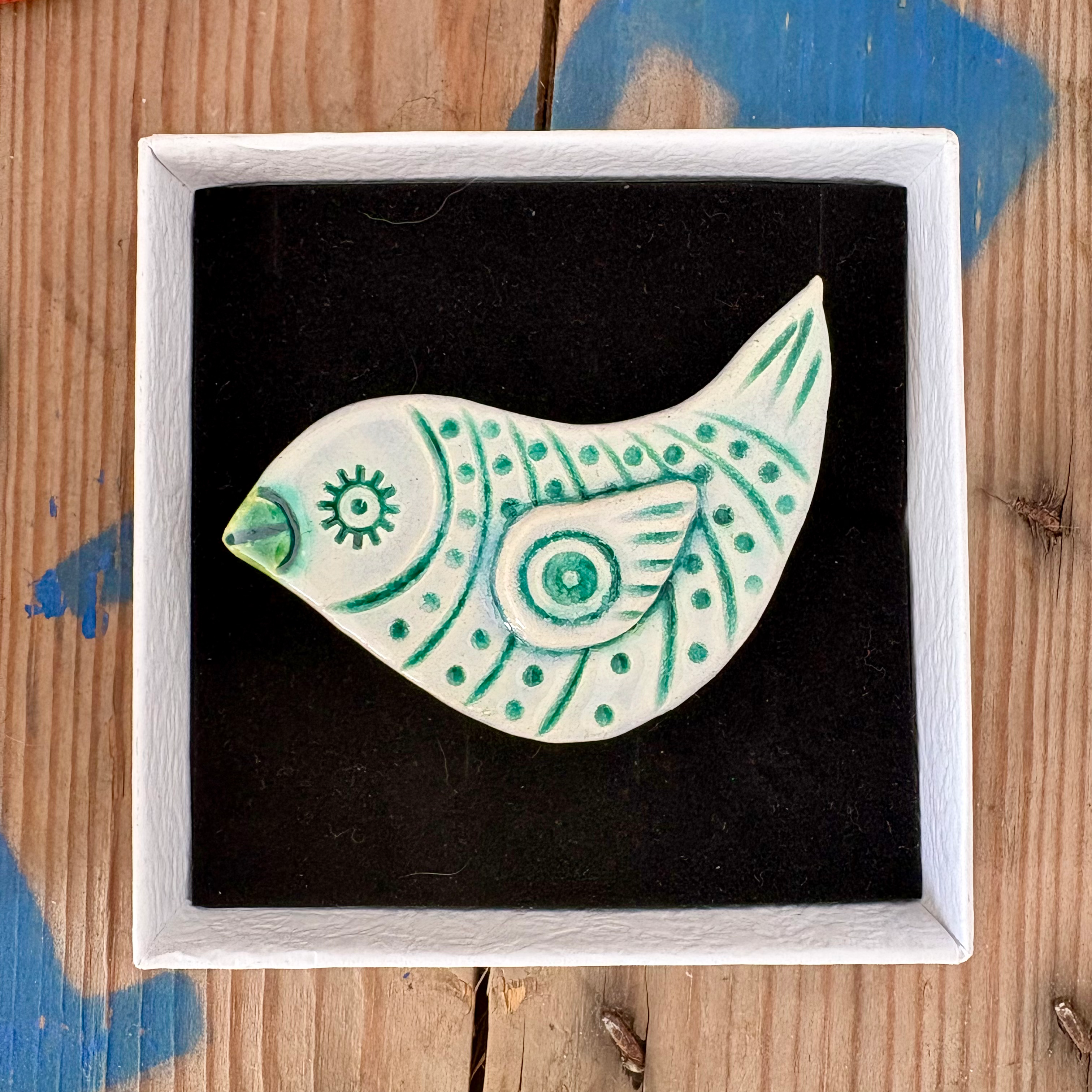 Bird Brooch - spots & stripes