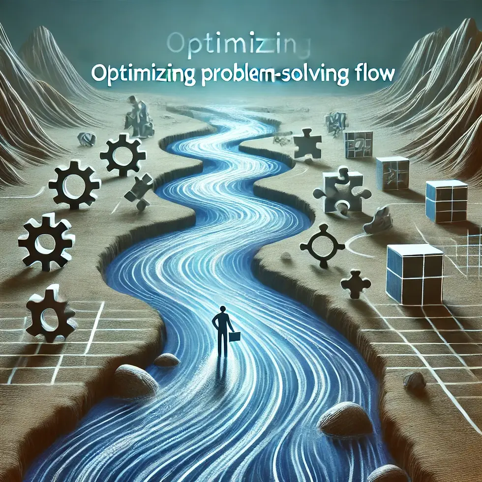 visual representation of optimizing problem-solving flow, depicting a smooth navigation through challenges.