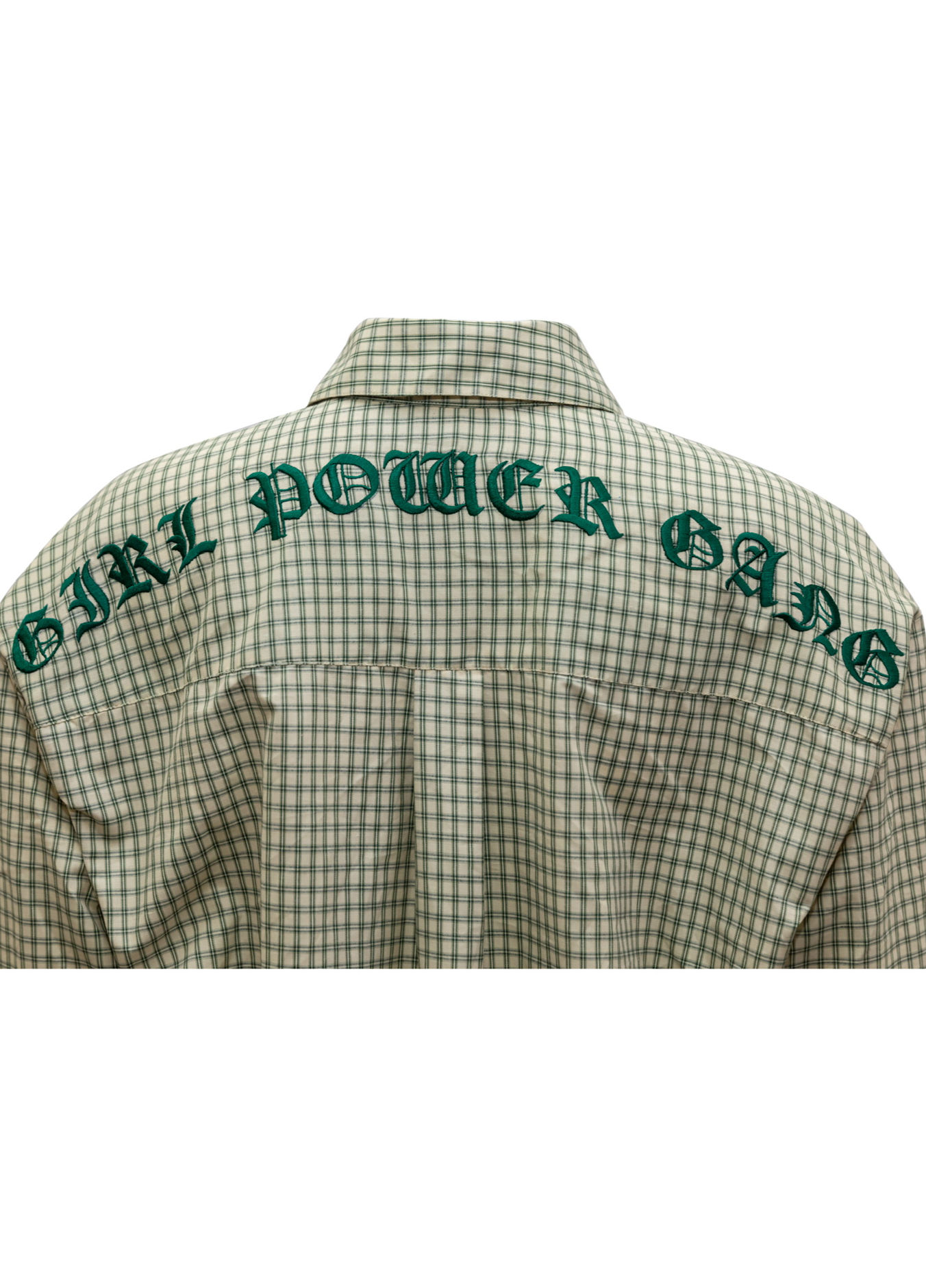 POWER DRESS TILES KHAKI WITH GREEN EMBROIDERY