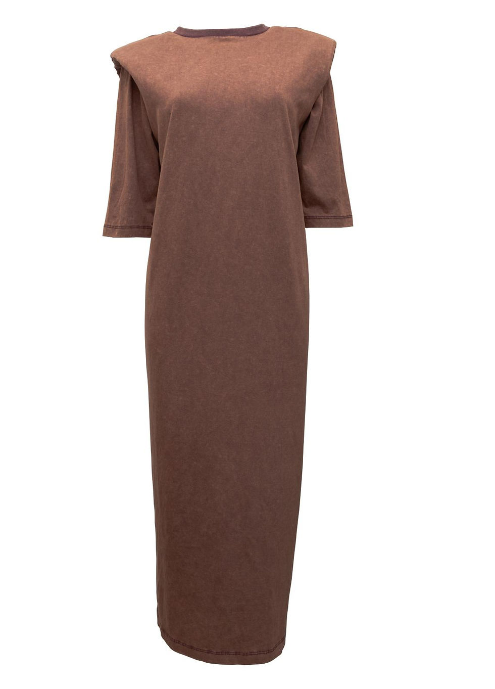 MOLLY DRESS SHOULDERS PADS INSIDE WASHING BROWN