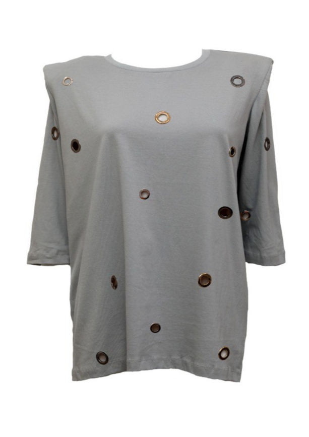 T-SHIRT GRACE EYELETS TRICOLOR ALUMINIUM