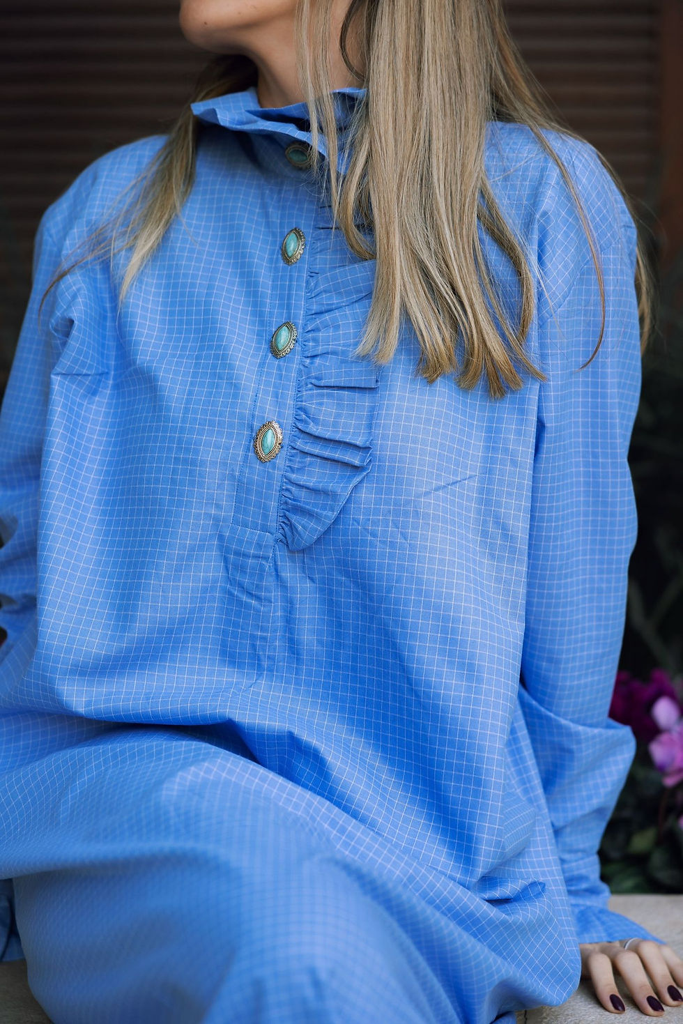 Miniature : BELLA DRESS BLUE TILES TURQUOISE BUTTON