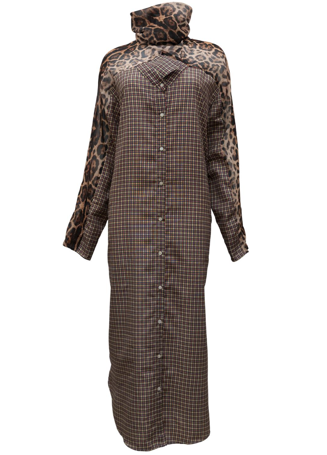 ALMA DRESS BROWN TILES WITH VISCOSE  COLLAR