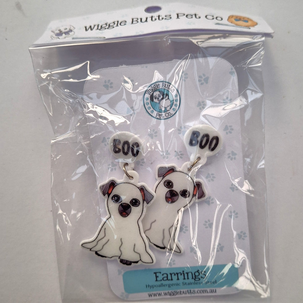 Staffy Ghost Dog Halloween earrings