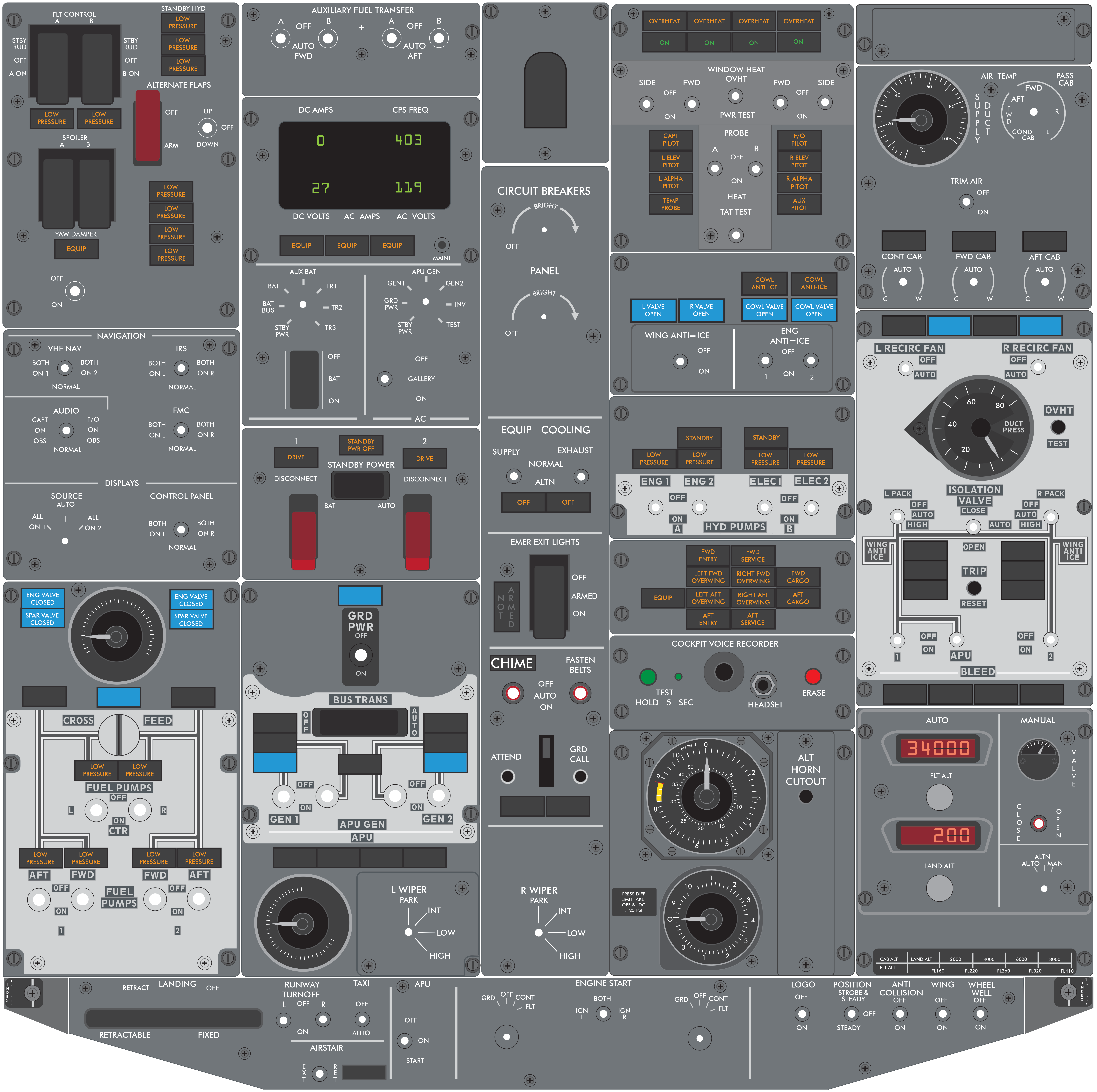 flight simulator cockpit panel flight simulator cockpit panel