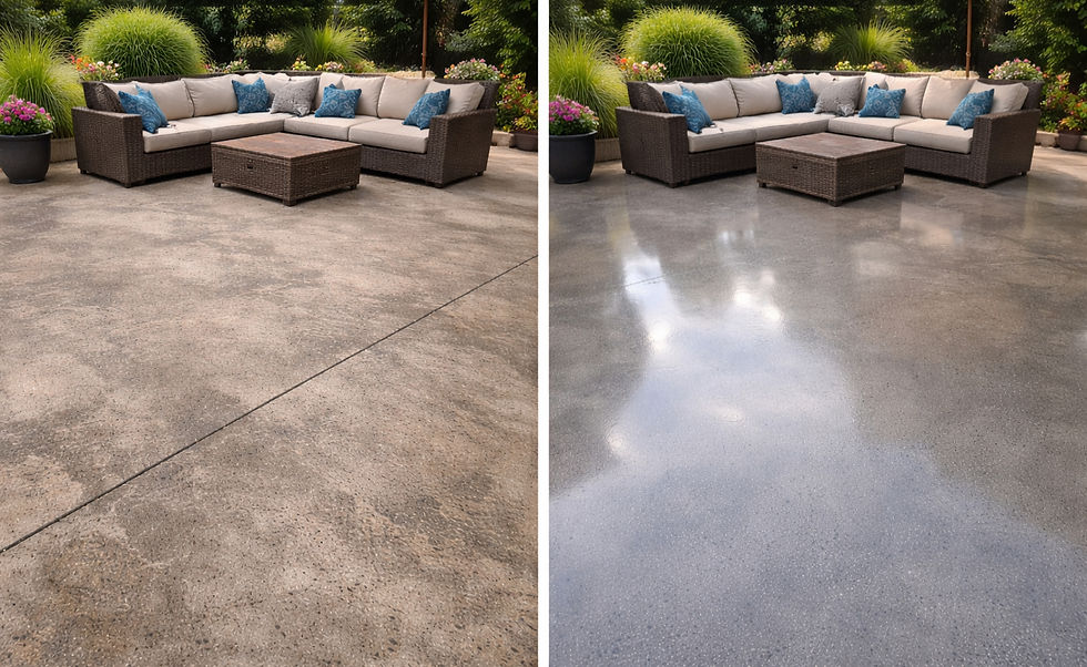 Hormigón pulido antes y después rústico