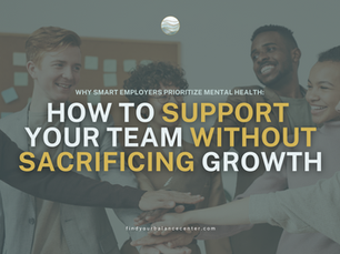 Coworkers collaborating at a table with the words ‘How to Support Your Team Without Sacrificing Growth’ highlighting the importance of mental health and Employee Assistance Programs.