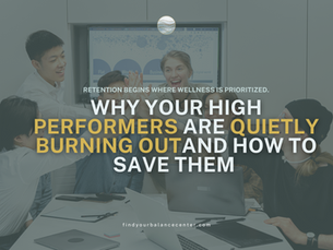 Business team meeting in a modern office, symbolizing employee wellness and preventing burnout among high performers.