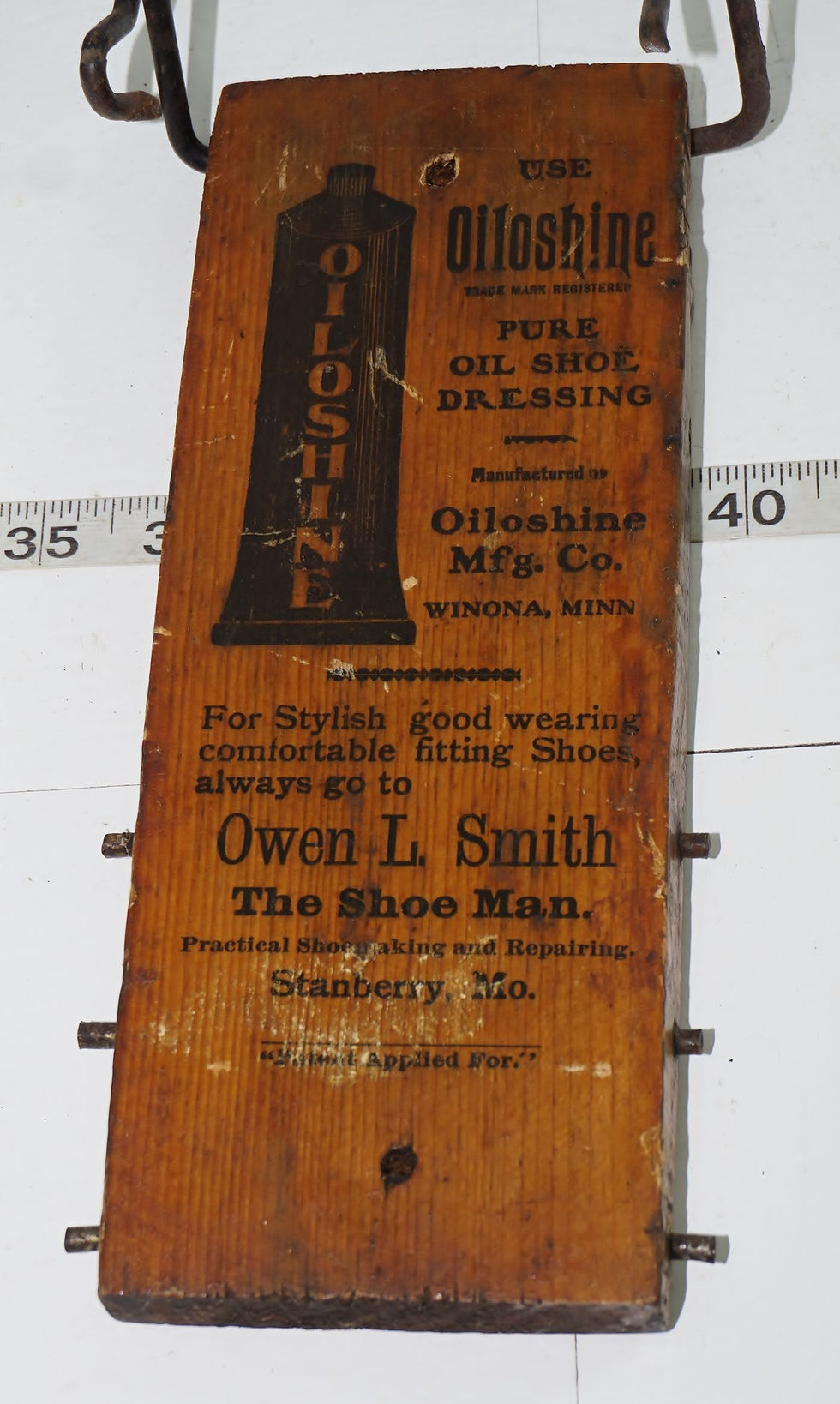 Thumbnail: Advertising Oiloshine Shoe Dressing Stretcher