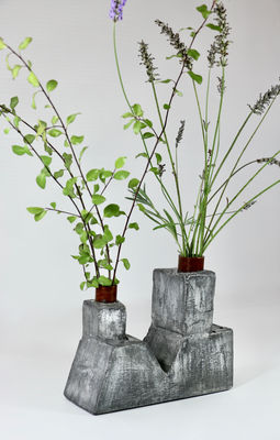 Vase, candle holder, architectural, cement, structural organic, weathered, urban, nature