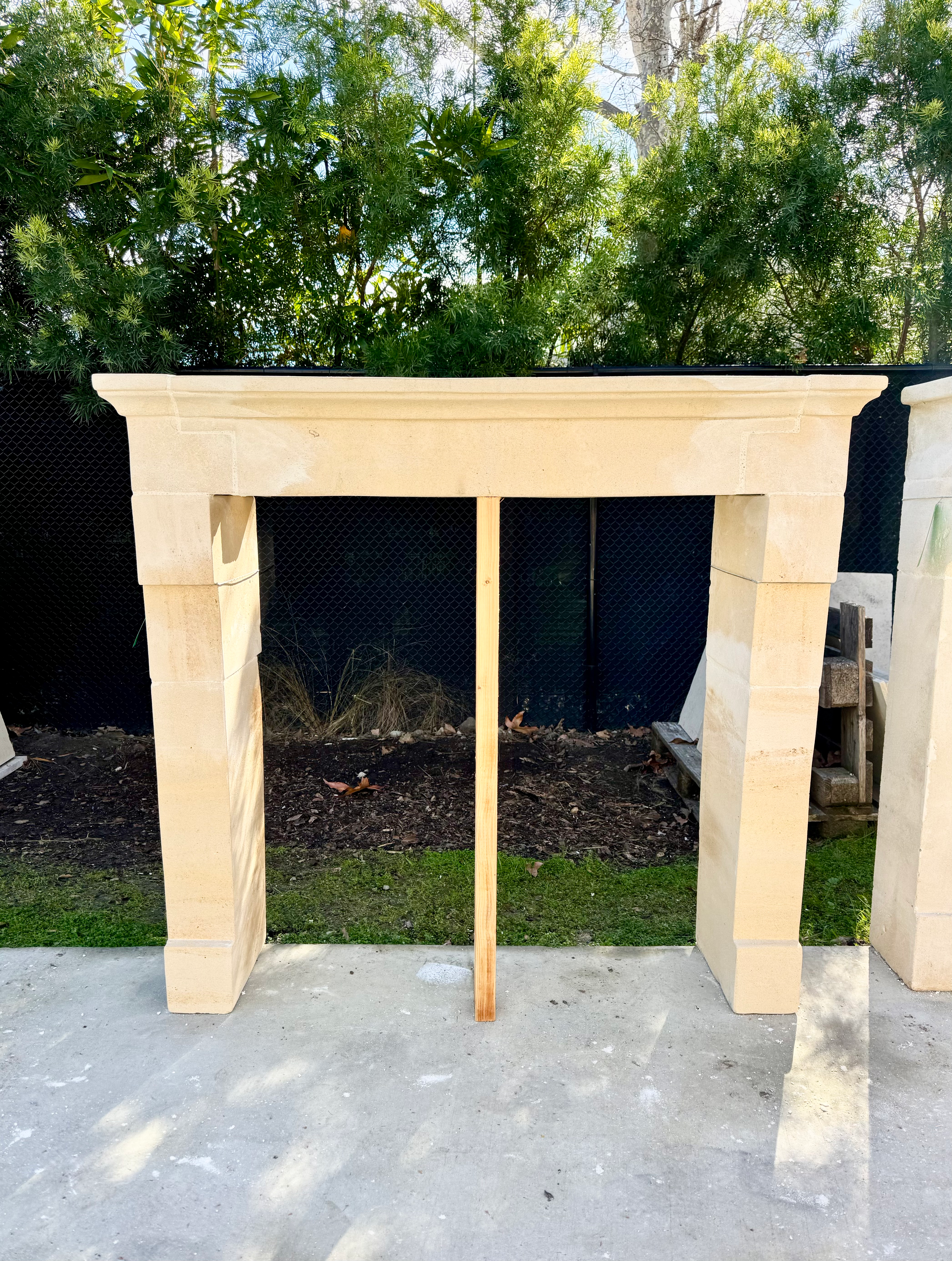 Antique Limestone Fireplace From France