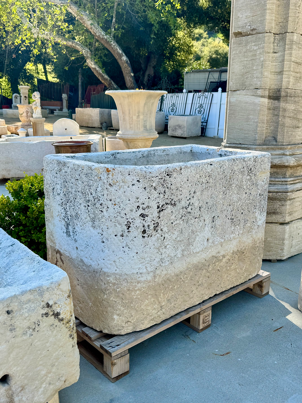 Limestone Trough Antique left view