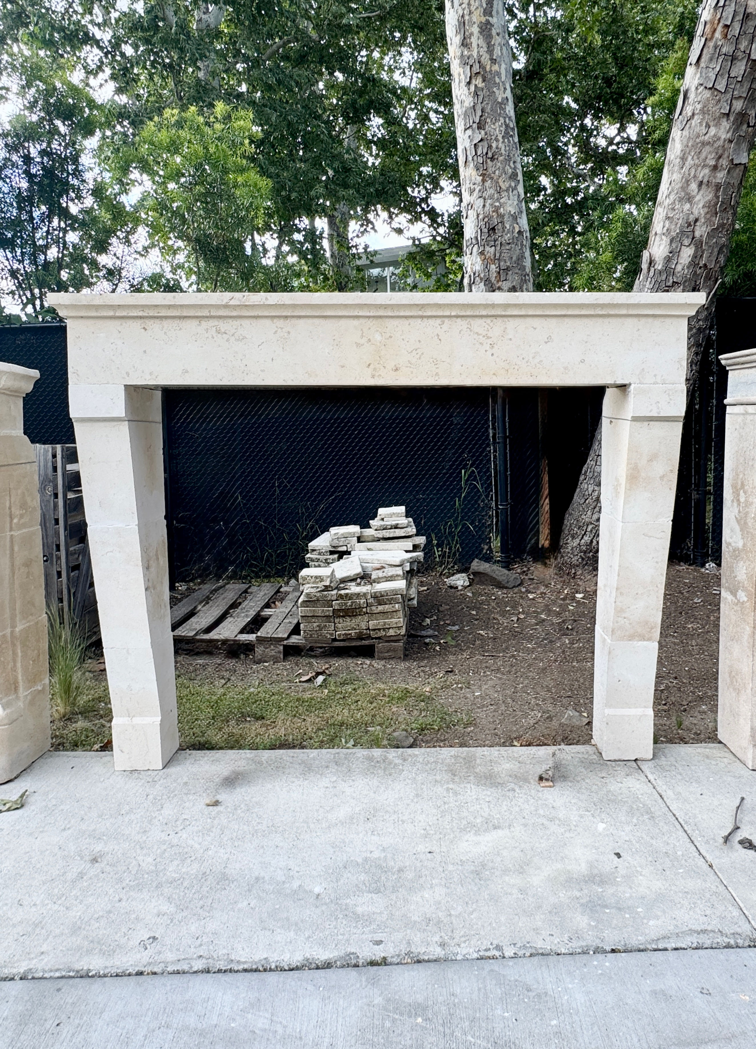 French Antique Limestone Fireplace from France