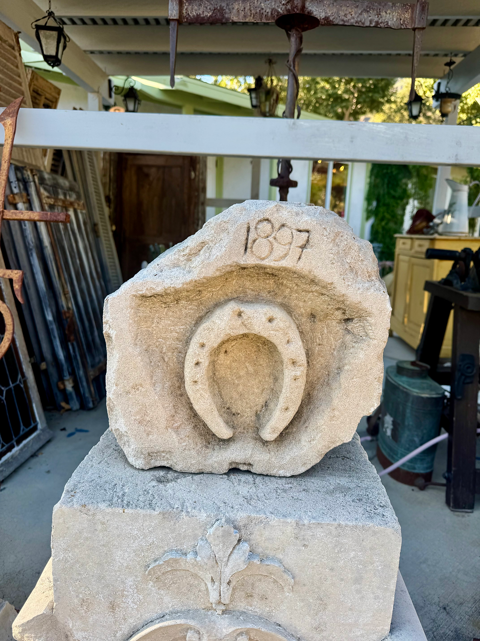 Hand carved Antique limestone with Horse shoe motif