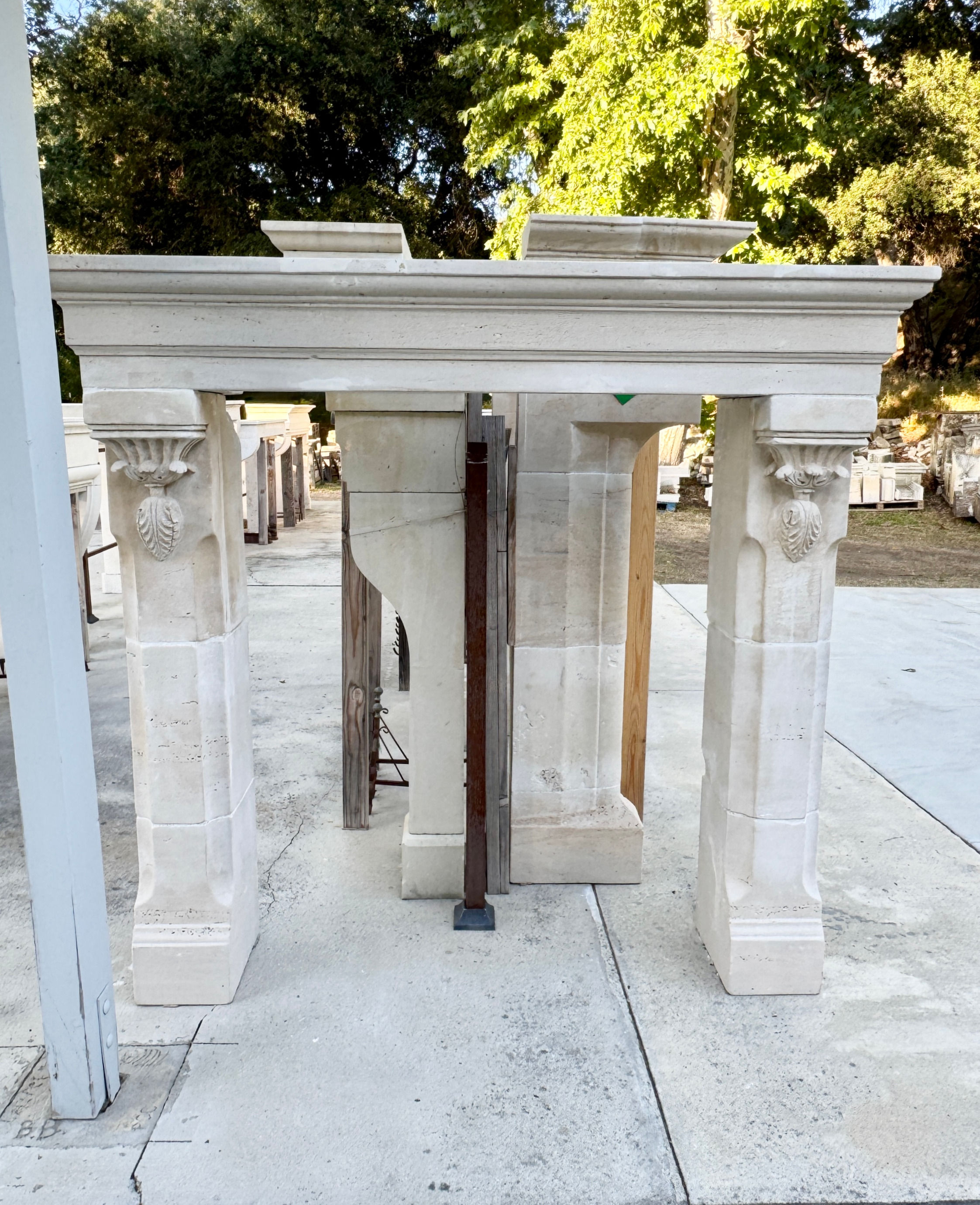 Antique Limestone Fireplace from France at Charme D'antan