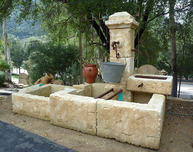 Limestone Fountain from Provence in the South of France. Hand carved and hand Patina