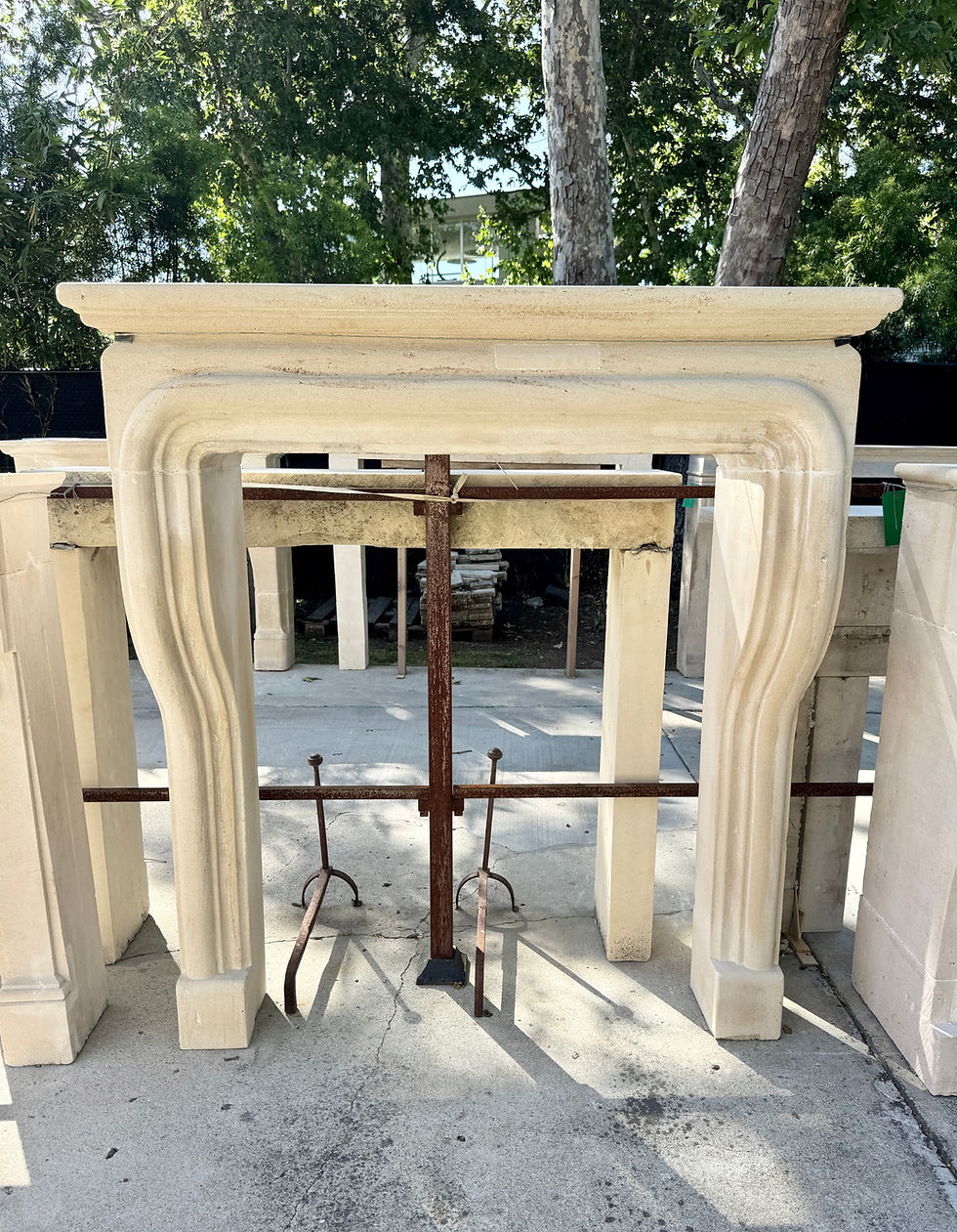 Antique French Limestone Fireplace at Charme D'Antan