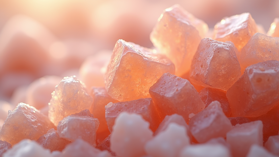 Close-up view of pink Himalayan salt crystals