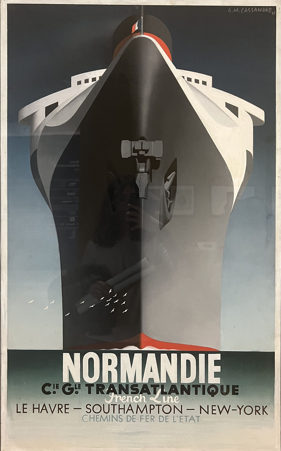 affiche du paquebot Normandie de la CGT (compagnie générale transatlantique)